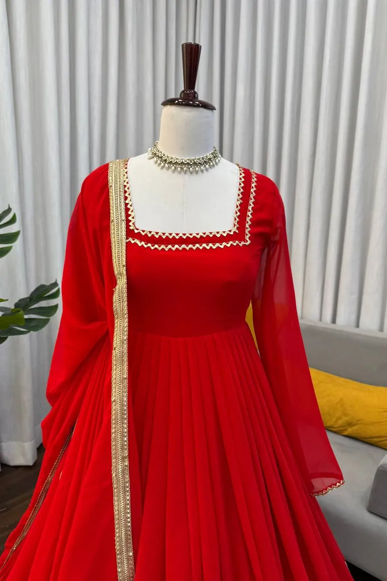 Party Wear Anarkali with Lace Border