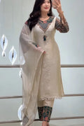 Off-White Banarasi Handwork Kurta Set