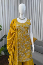 Festive Simmer Silk Sharara Set