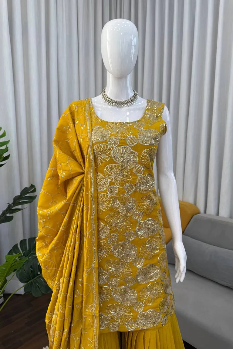 Festive Simmer Silk Sharara Set