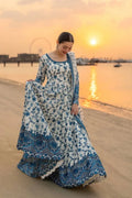 Blue & White Thread Work Anarkali Set