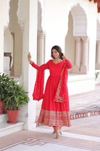 Ruby Red Flared Gown