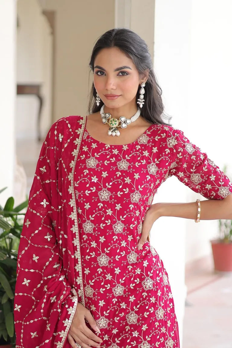 Party Wear Kurti with Sharara Dupatta