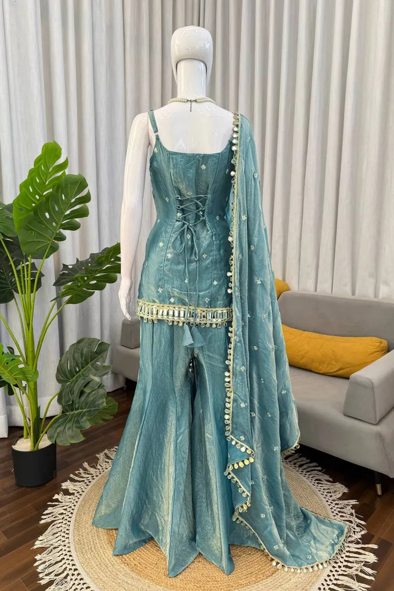 Fendy Silk Kurti with Sharara Set