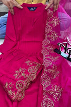 Pink Festive Kurta Pant Dupatta Set