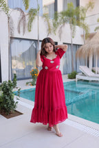 Silver Crunchy Tiered Maxi Dress