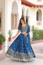 Traditional Vichitra Silk Lehenga Set