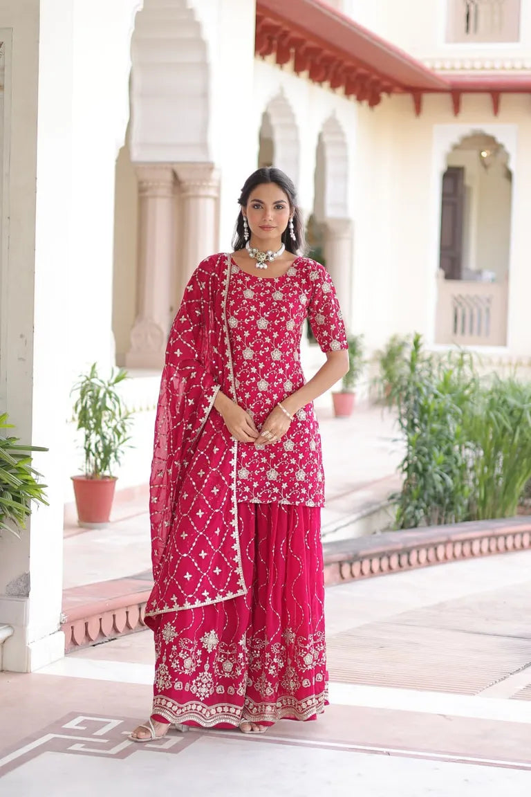 Party Wear Kurti with Sharara Dupatta