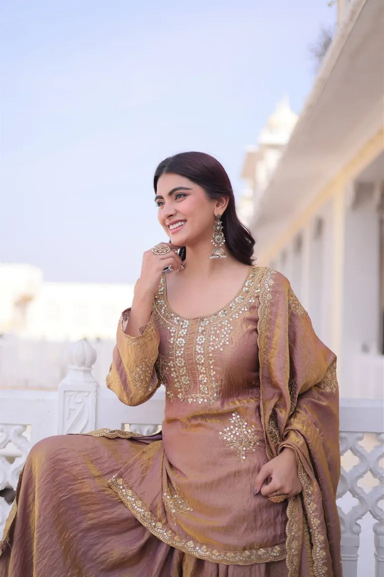 Festive Fendi Crush Sharara Suit