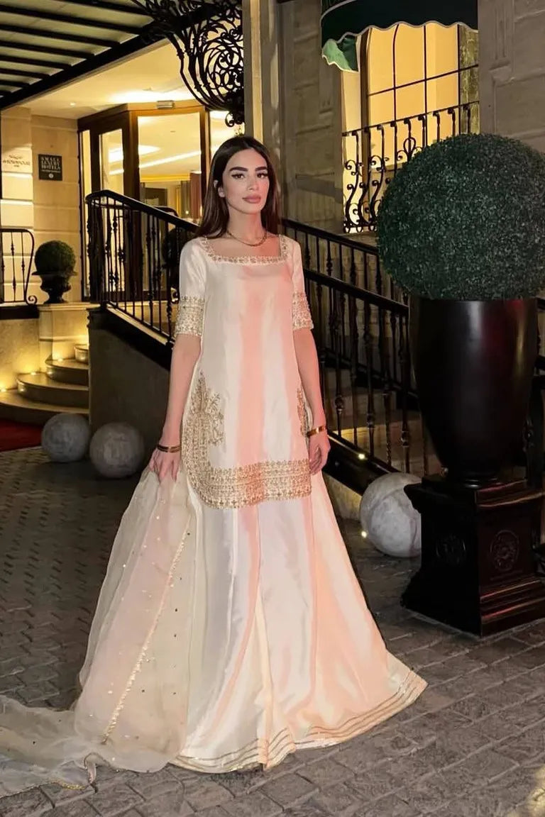 Designer Off-White Kurta Plazo Set