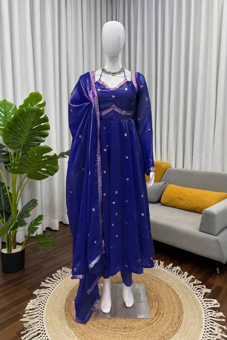 Elegant Anarkali with Silk Dupatta