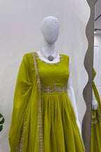 Lime Green Georgette Sharara Suit