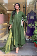 Olive Green Pure Cotton kurta Set