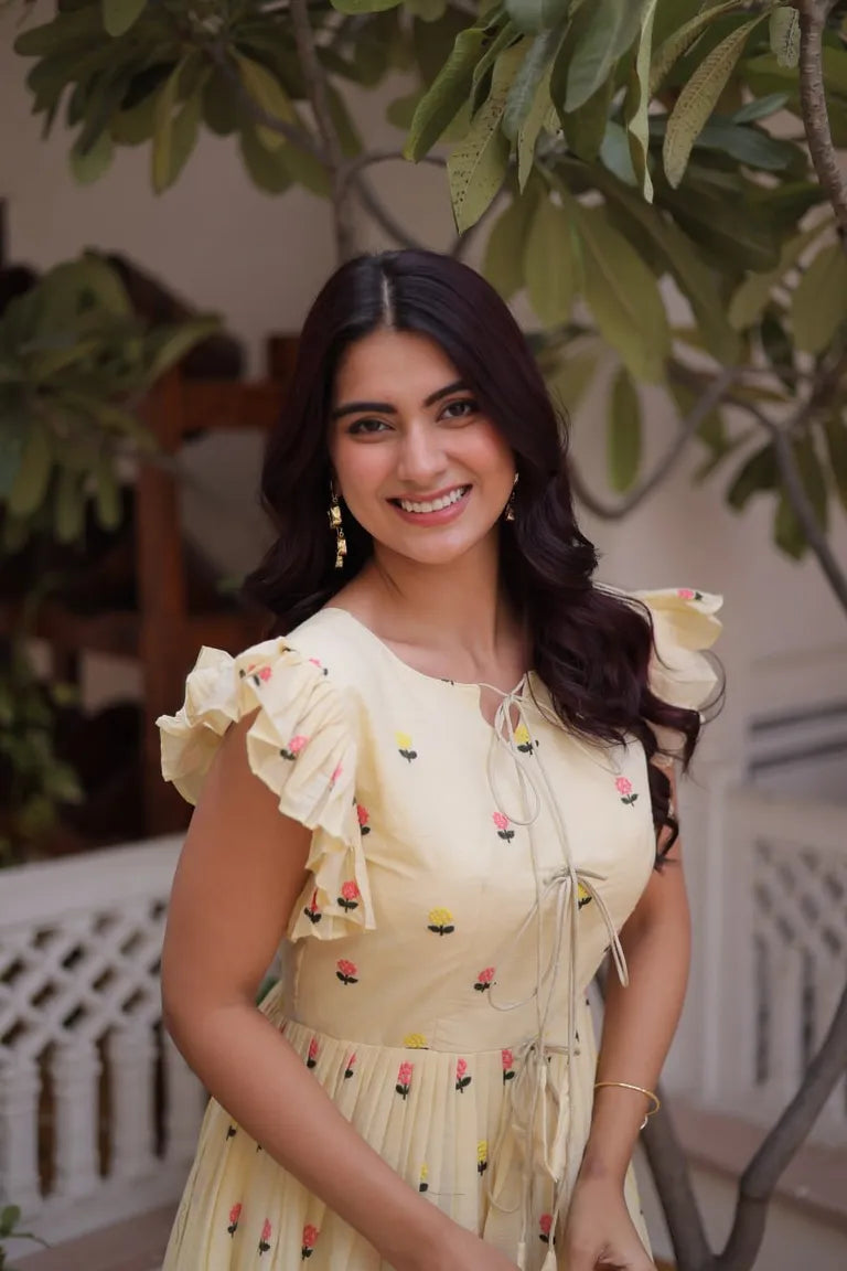 Embroidered Cotton Tiered Maxi Dress