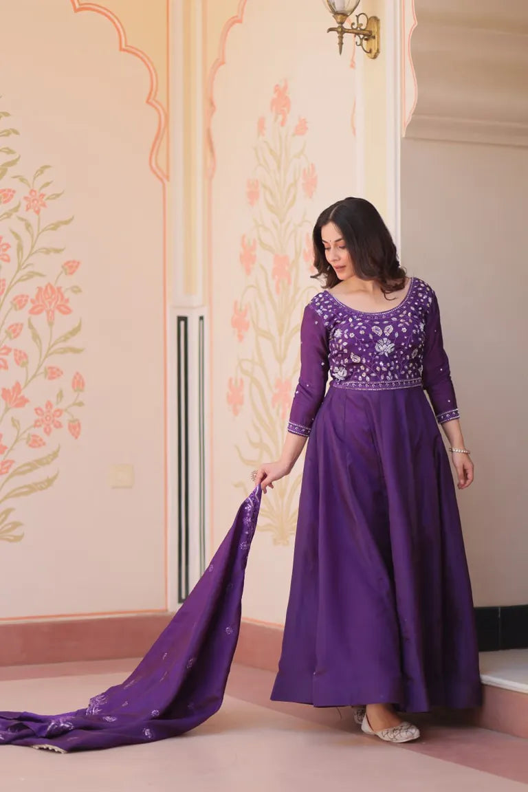 Women's Crush Anarkali Gown & Dupatta