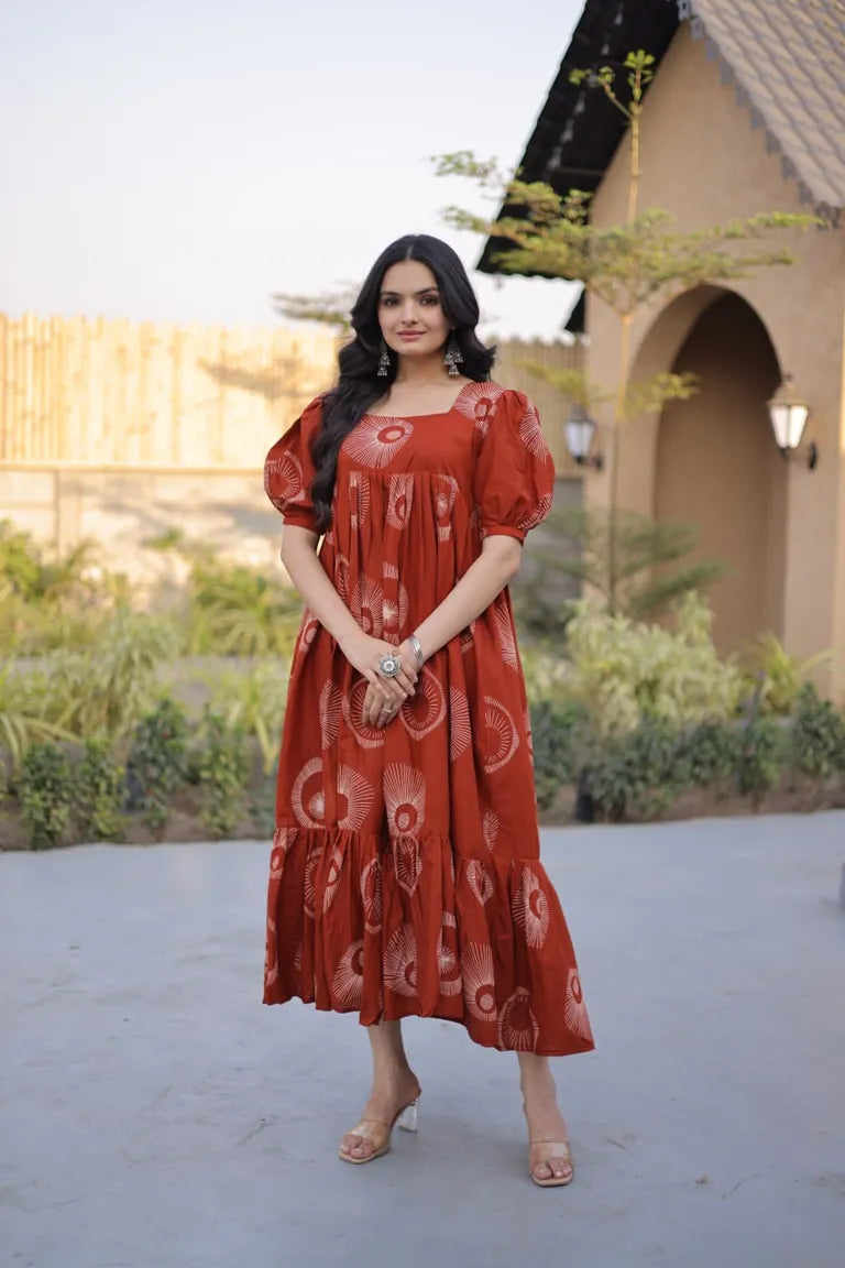 Puff Sleeve Square Neck Kurti