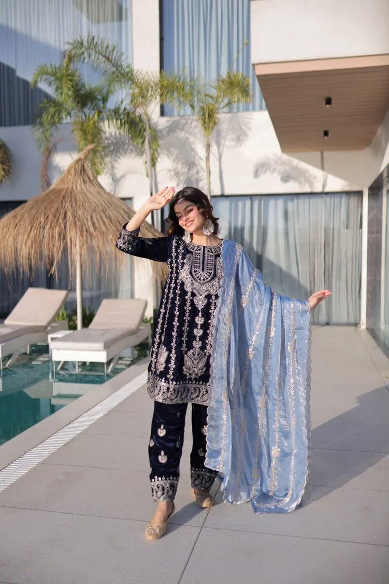 Velvet Bell Sleeve Suit