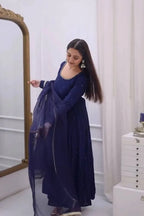 Royal Blue Anarkali Dress with Dupatta