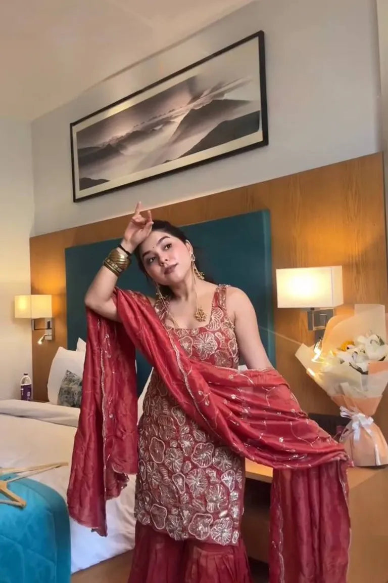 Festive Simmer Silk Sharara Set