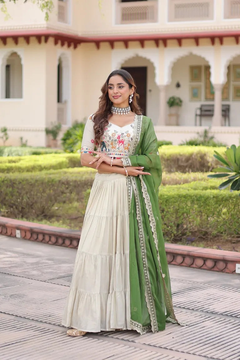 Designer Folk Art Tiered Lehenga Outfit