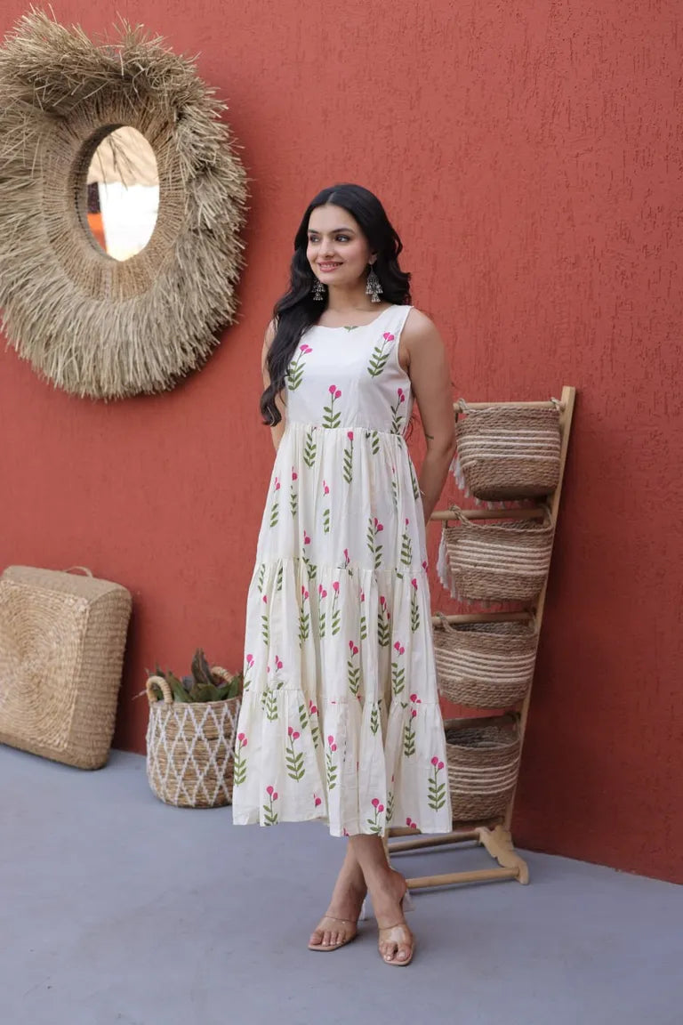 Sleeveless  A-Line Midi Dress