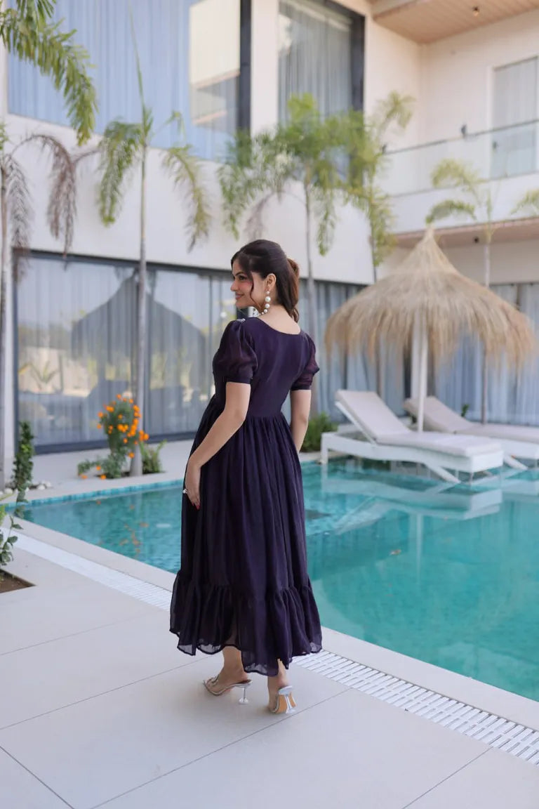 Silver Crunchy Tiered Maxi Dress
