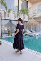 Silver Crunchy Tiered Maxi Dress