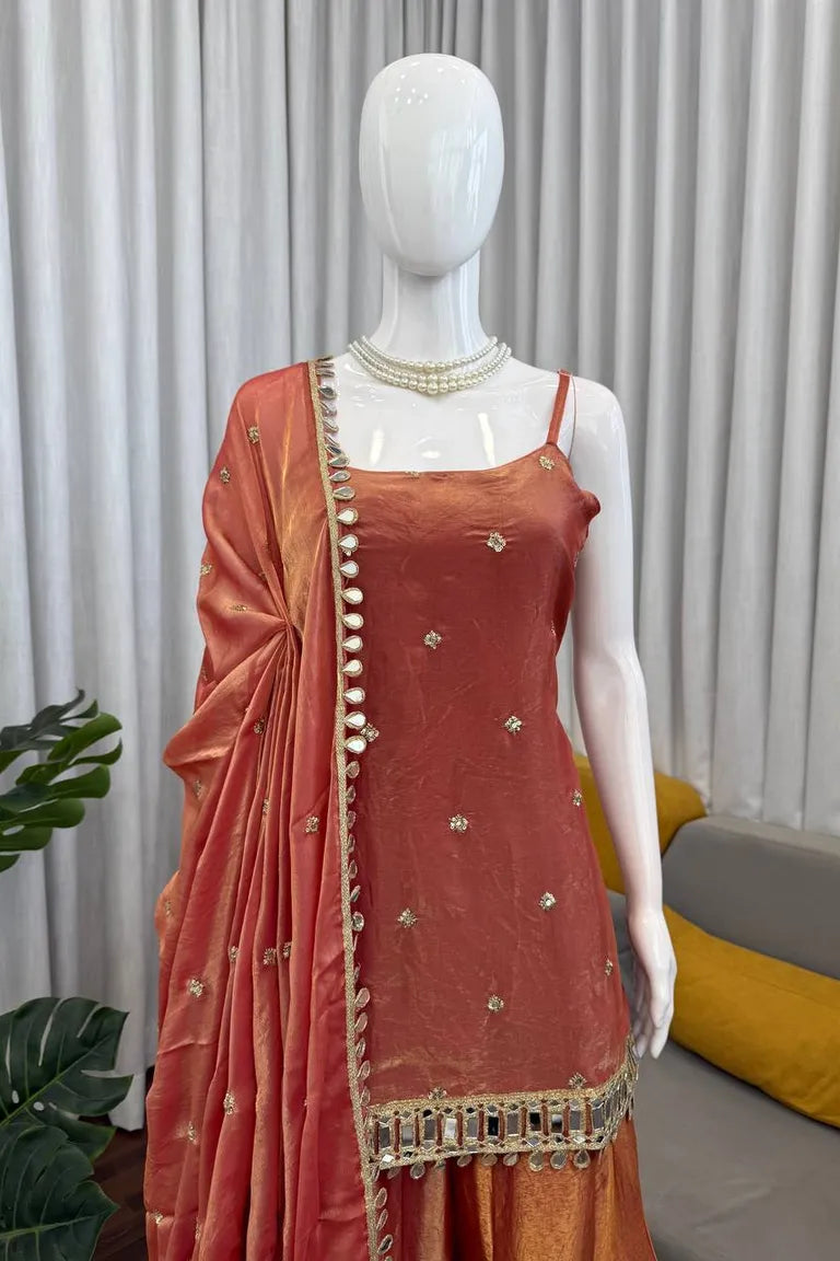 Fendy Silk Kurti with Sharara Set