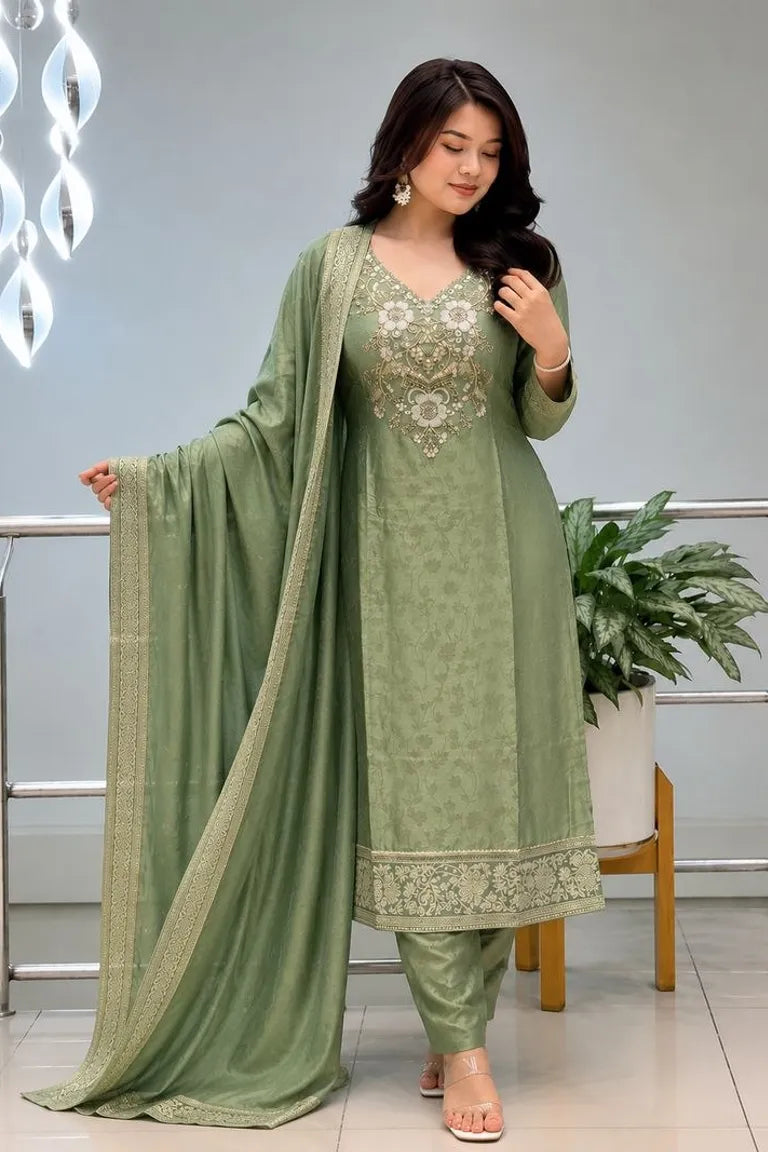 Designer Jacquard Full Stitch Suit