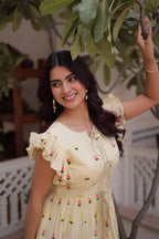 Embroidered Cotton Tiered Maxi Dress