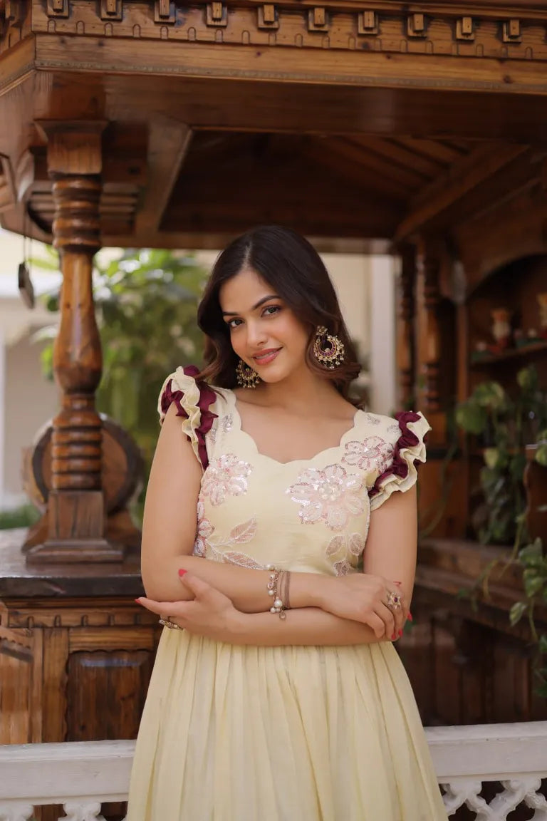 Cotton Embroidered Frill dress