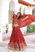 Traditional Vichitra Silk Lehenga Set
