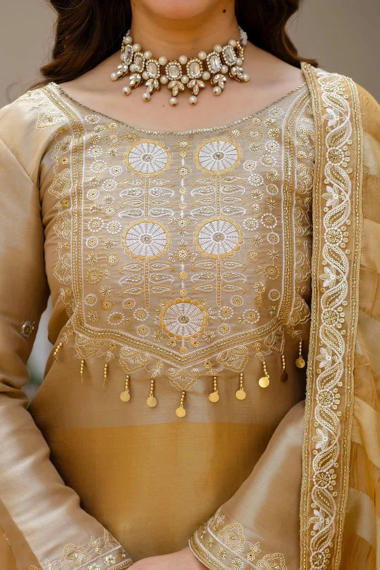 Golden Banarasi Lehenga Set