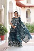 Party Wear Kurti with Sharara Dupatta
