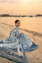 Blue & White Thread Work Anarkali Set