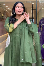 Olive Green Pure Cotton kurta Set