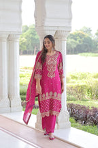 Party Wear Faux Blooming 3-Piece Suit