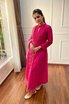 Pink Festive Kurta Pant Dupatta Set