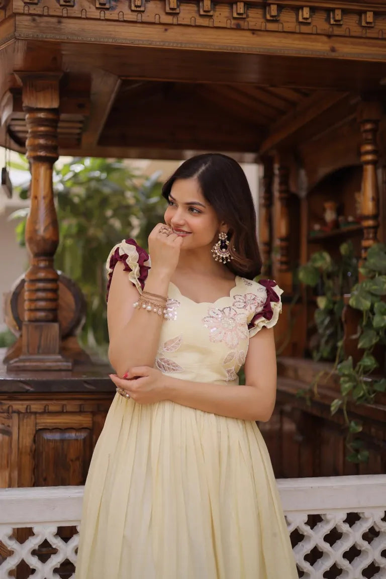 Cotton Embroidered Frill dress