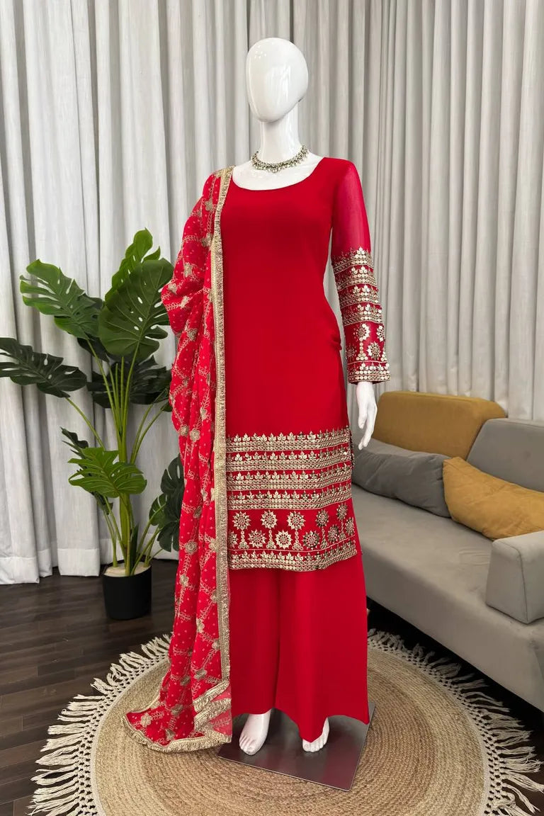 Embroidered Kurta Set with Palazzo