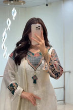 Off-White Banarasi Handwork Kurta Set