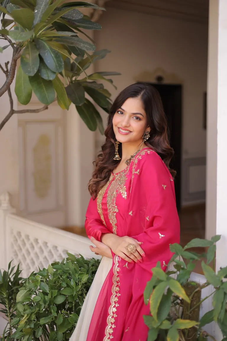Festive Kali Pattern Gown with Full Sleeves