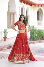 Traditional Vichitra Silk Lehenga Set