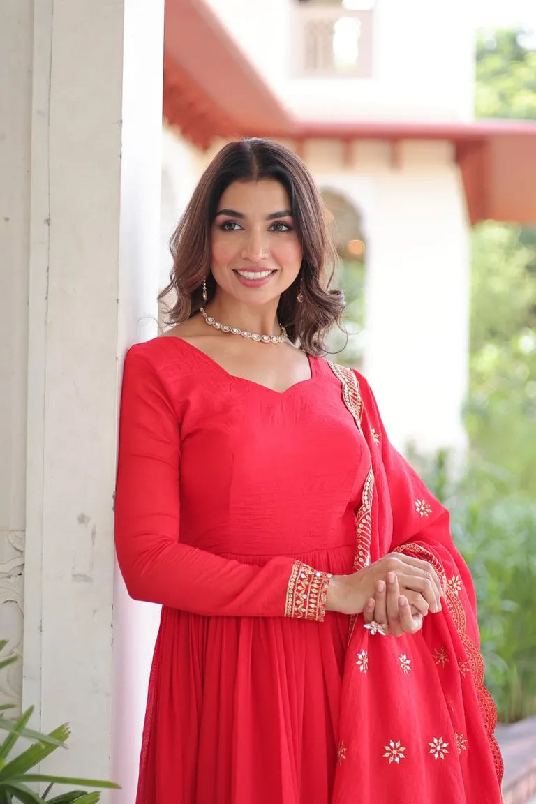Ruby Red Flared Gown