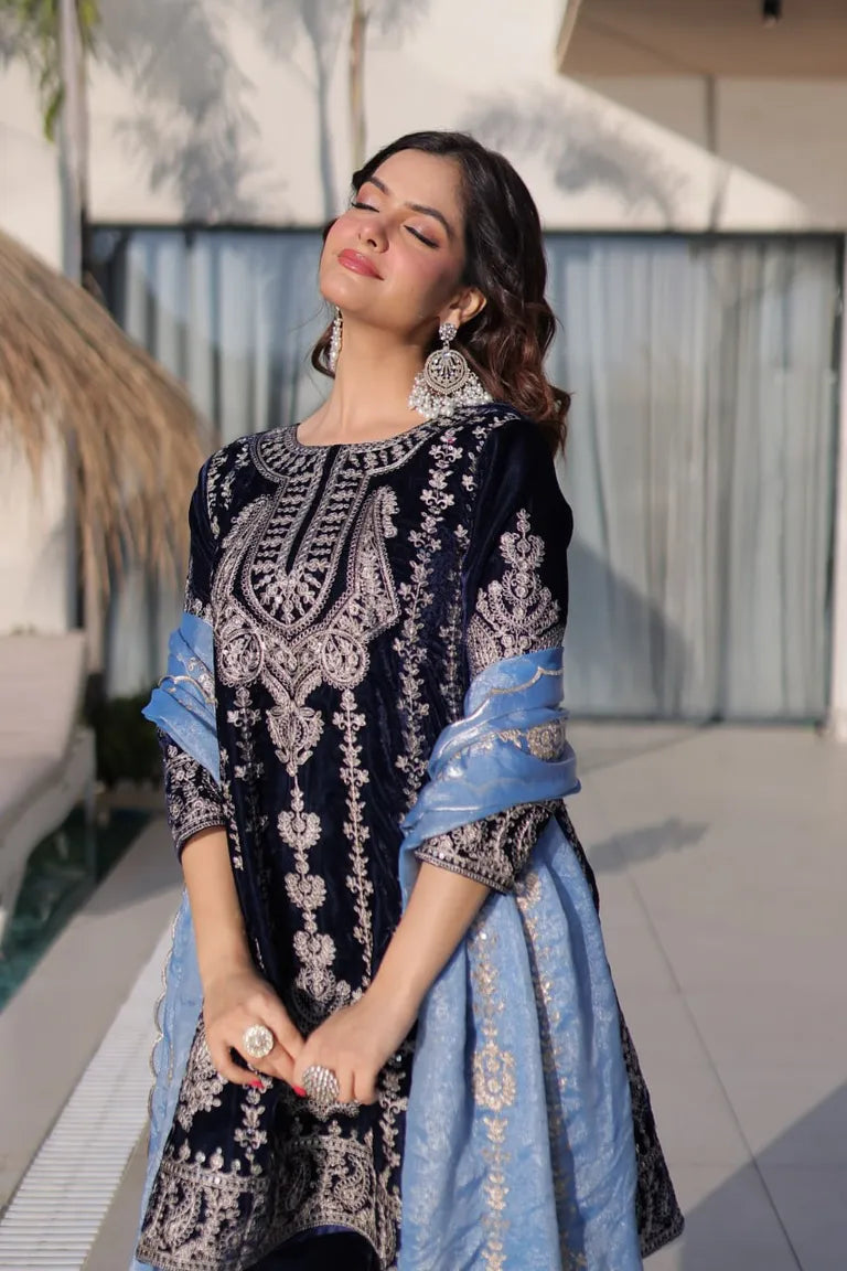 Velvet Bell Sleeve Suit