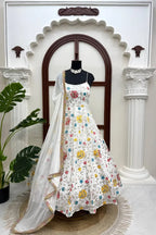 Floral Thread Sequin Anarkali Gown Set
