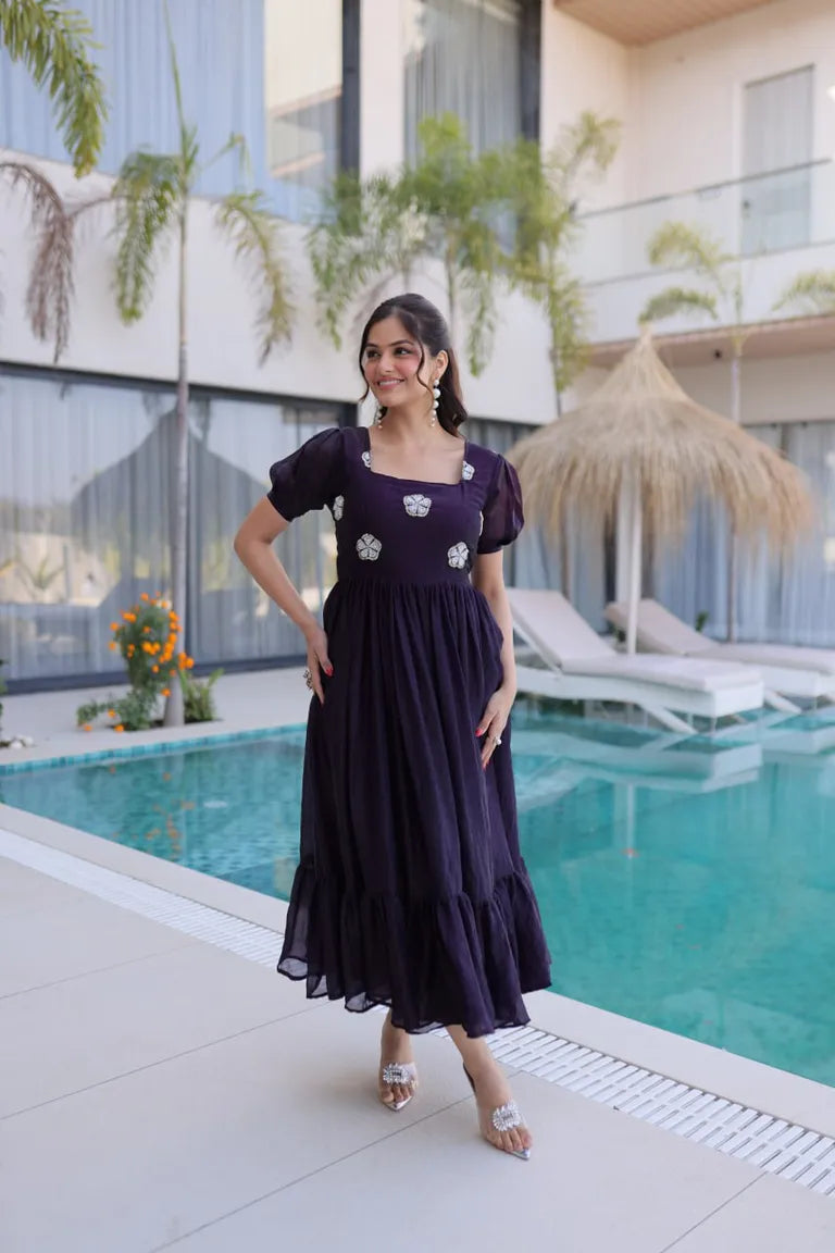 Silver Crunchy Tiered Maxi Dress