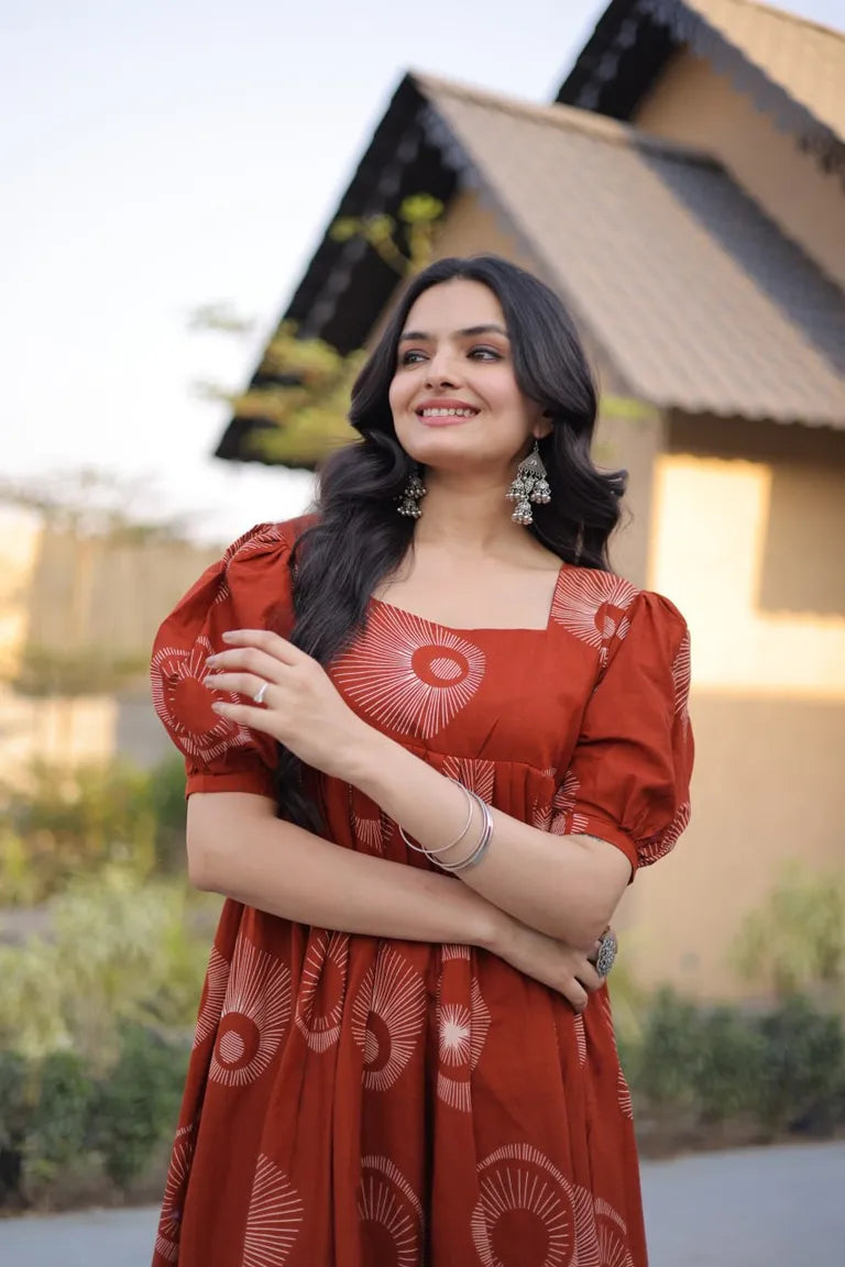 Puff Sleeve Square Neck Kurti