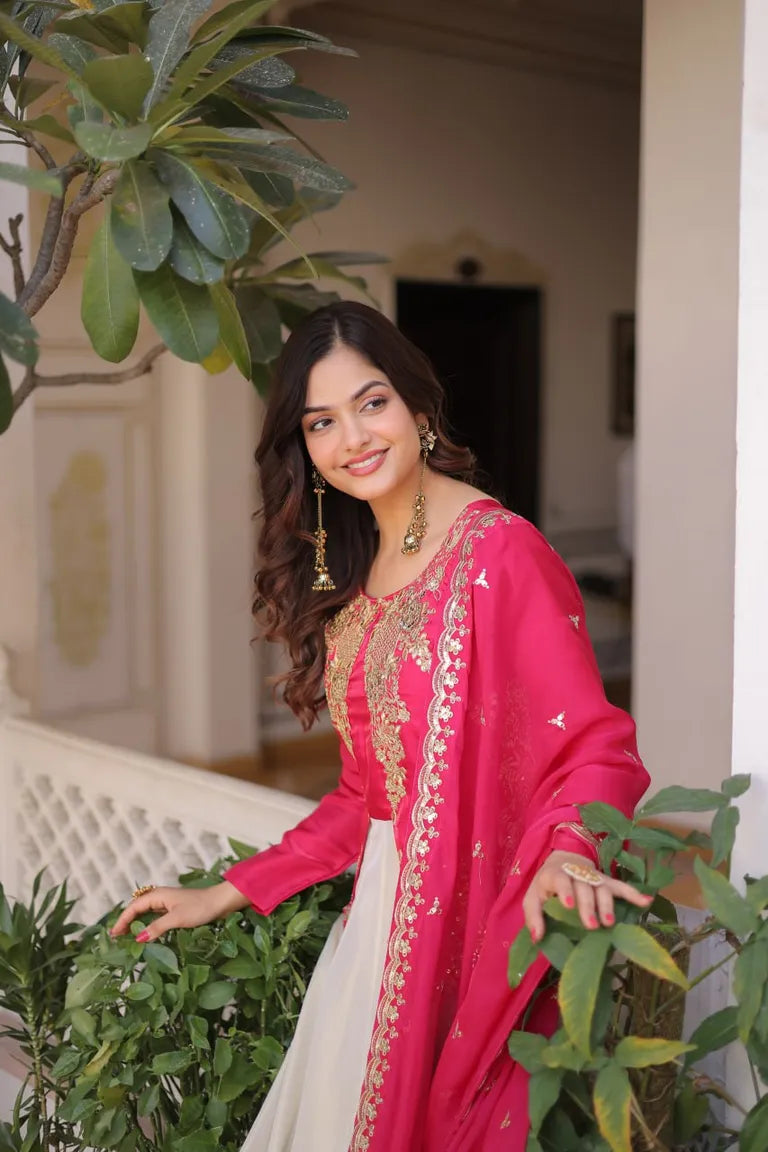 Festive Kali Pattern Gown with Full Sleeves