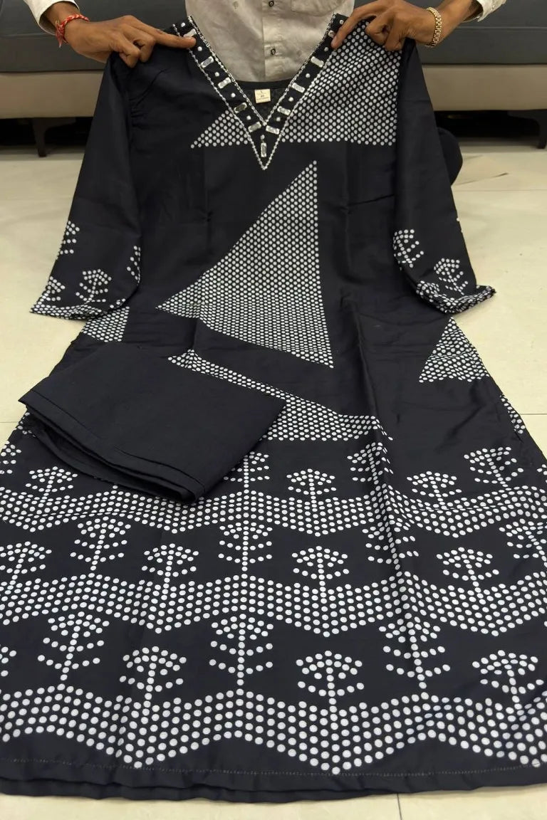 Cotton Slub Printed Kurta Pant Set